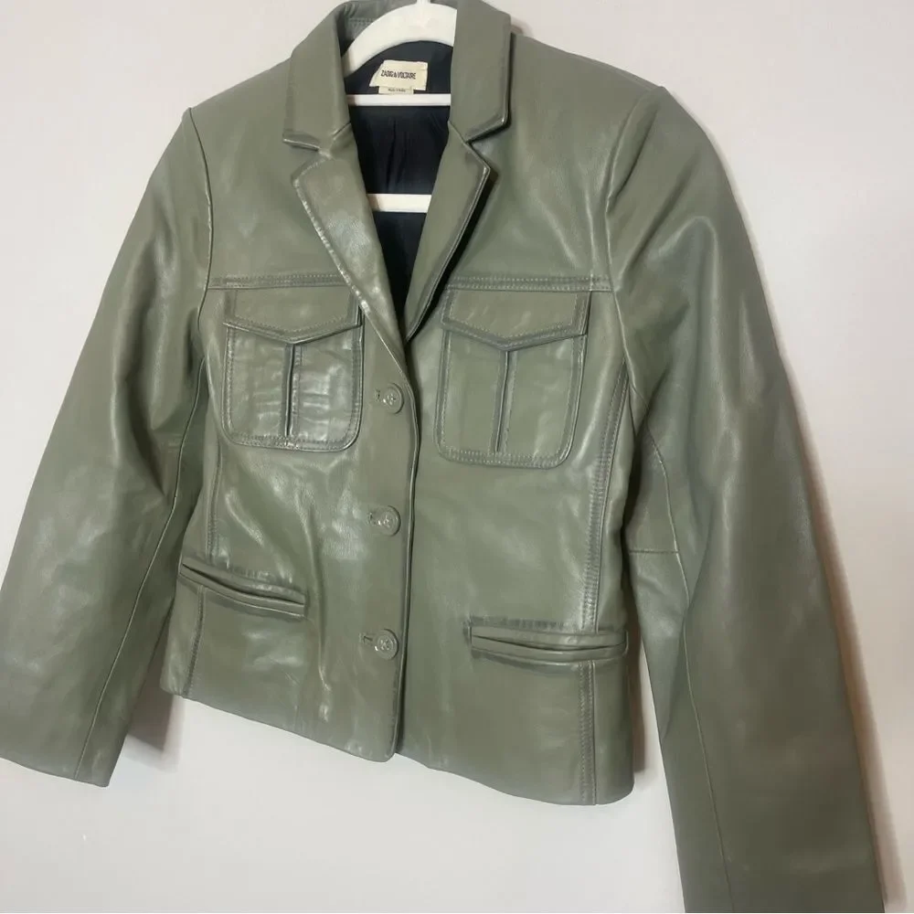 $798 Zadig&Voltaire Liams leather blazer NWT XS - Picture 11 of 13